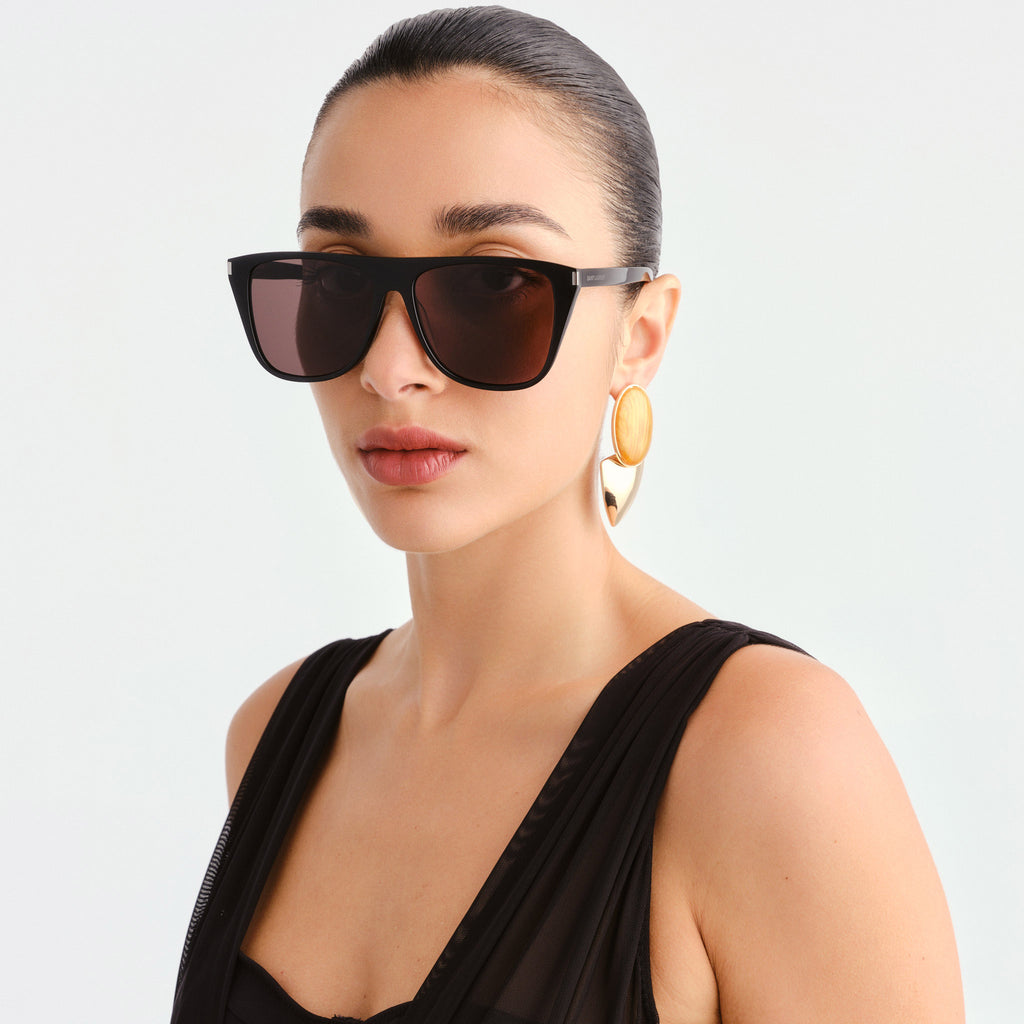 Saint Laurent Sl1f Black Uni-Sex D-Frame Sunglasses | Eyewear Index