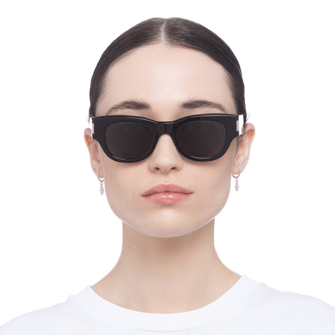 Saint Laurent Sl573 Black Female Cat-Eye Sunglasses | Eyewear Index