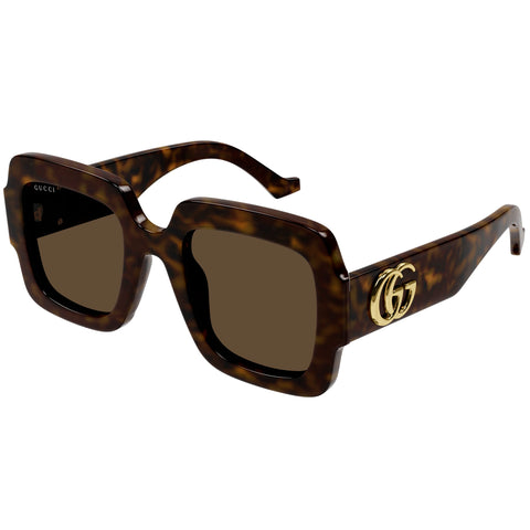 Gucci Gg1547s Havana Female Rectangle Sunglasses | Eyewear Index