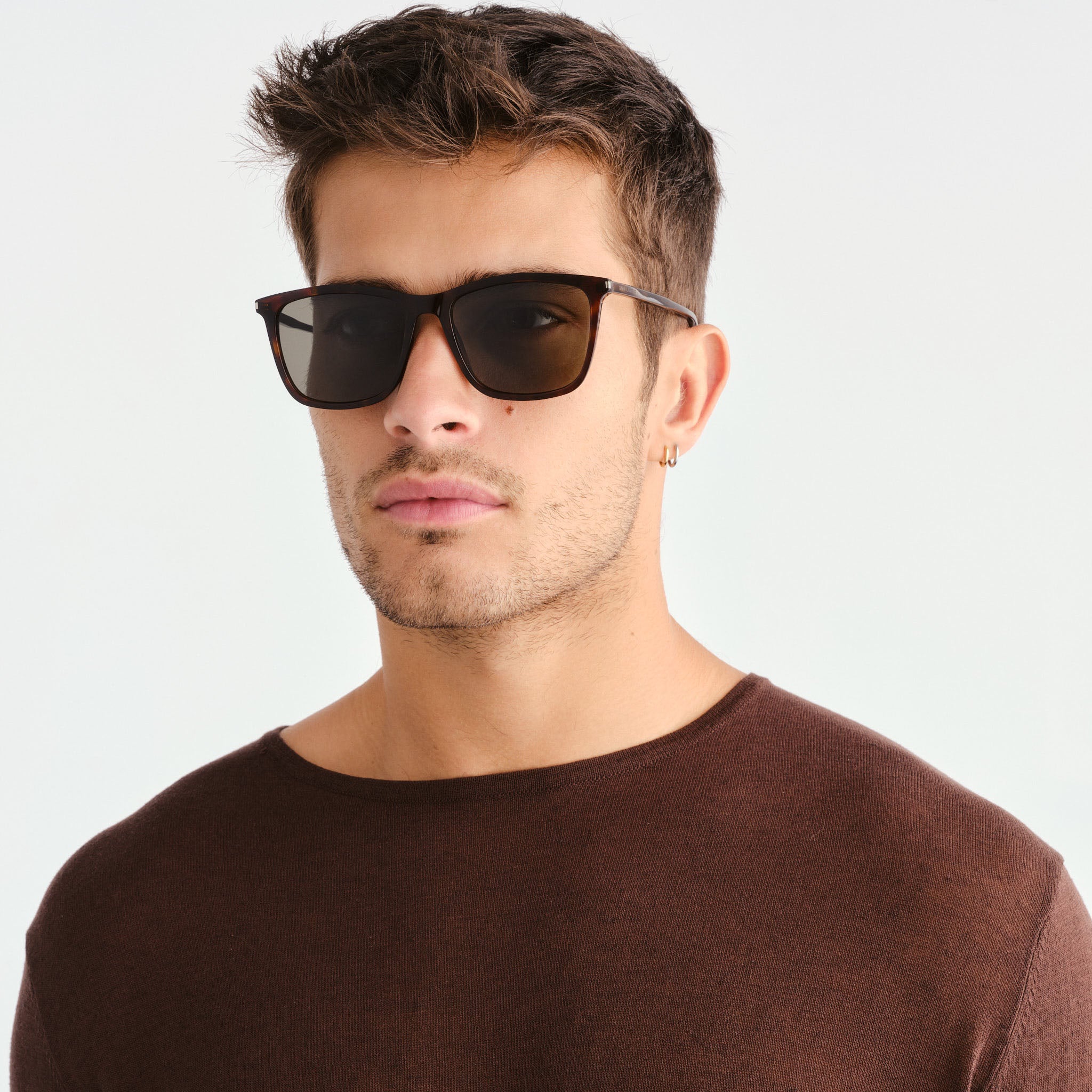 Saint Laurent Sl851 Havana Uni-Sex Rectangle Sunglasses | Eyewear Index