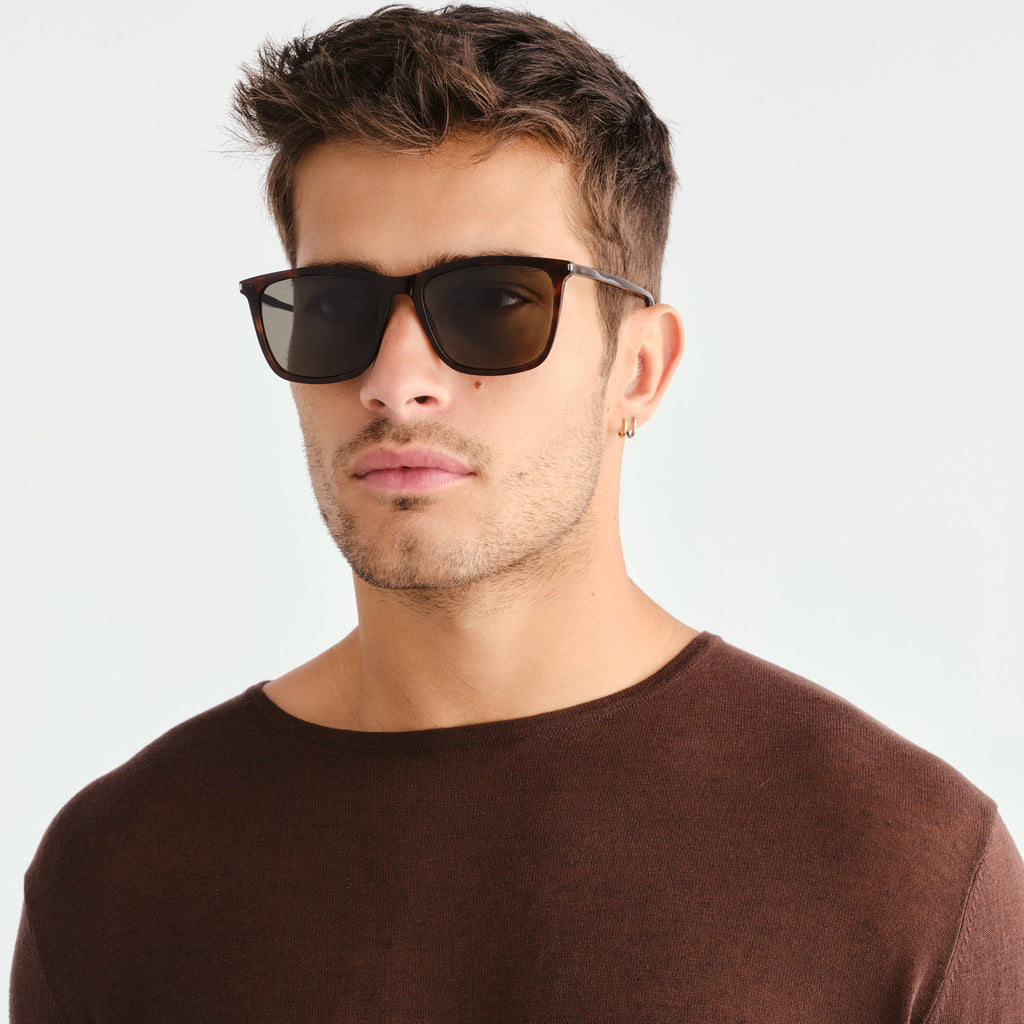 Saint Laurent Sl851 Havana Uni-Sex Rectangle Sunglasses | Eyewear Index