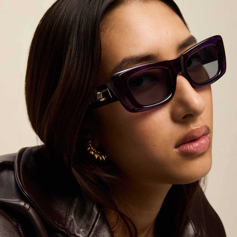 Le Specs Dopamine Dark Violet Uni-Sex Rectangle Sunglasses | Eyewear Index