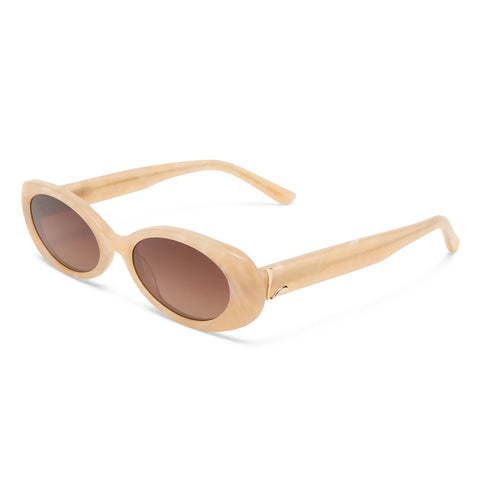 Luv Lou The Morgan Soft Pearl Female Oval Sunglasses | Eyewear Index