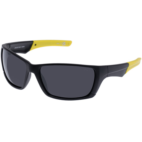 Solarized Athletic Wrap Matte Black Yellow Male Wrap Sunglasses | Eyewear Index