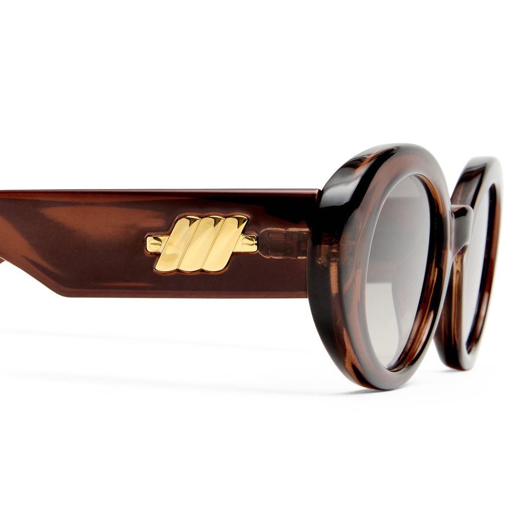 Le Specs Nouveau Vie Chocolate Brown Female Oval Sunglasses | Eyewear Index
