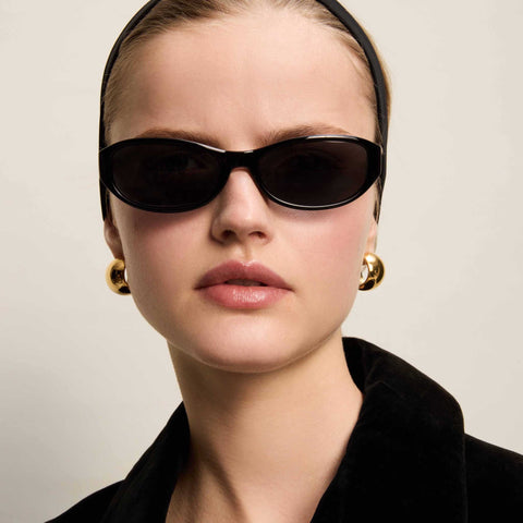 Le Specs Dont Cha Black Uni-Sex Oval Sunglasses | Eyewear Index