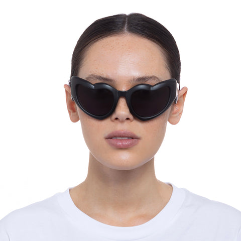 Le Specs Fast Love Matte Black Female Cat-Eye Sunglasses | Eyewear Index