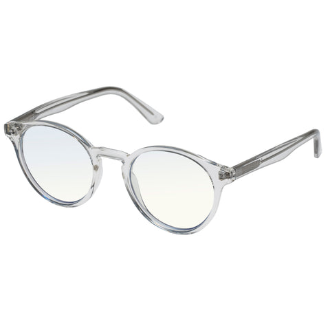 Le Specs Whirlwind Crystal Clear Uni-Sex Round Blue Light | Eyewear Index