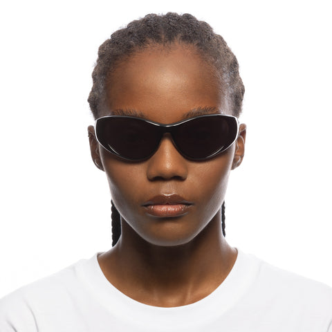 Le Specs Dotcom Black Uni-Sex Wrap Sunglasses | Eyewear Index