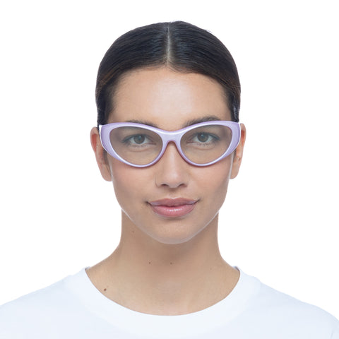 Le Specs Dotcom Metallic Lilac Uni-Sex Wrap Sunglasses | Eyewear Index