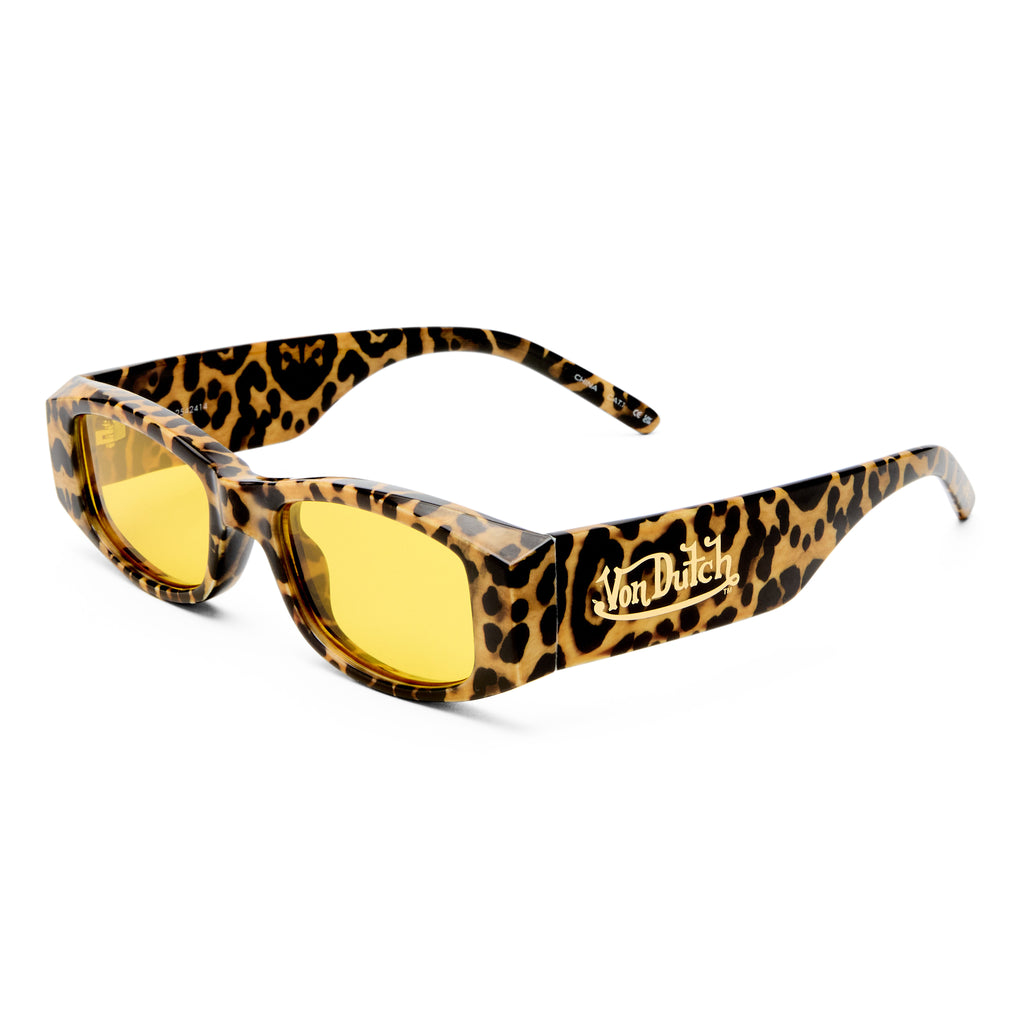 Aire Rehab Leopard Print Uni-Sex Rectangle Sunglasses | Eyewear Index