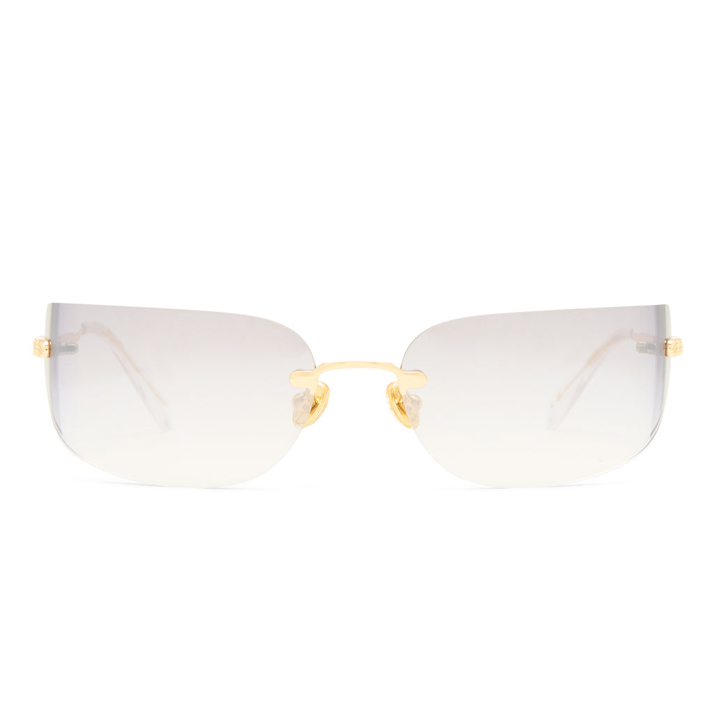 Luv Lou The River Bright Gold Female Rectangle Sunglasses | Eyewear Index