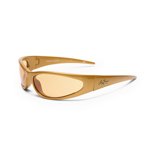 Le Specs Phishing Gold Chrome Uni-Sex Wrap Sunglasses | Eyewear Index