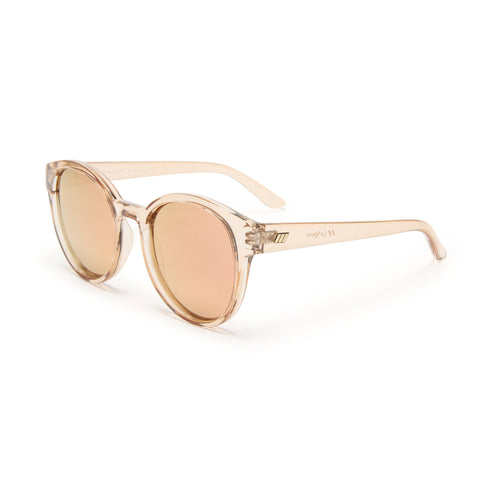 Le Specs Paramount Tan Female Round Sunglasses | Eyewear Index