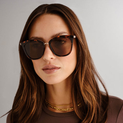 Le Specs Caliente Tort Rose Gold Female Cat-Eye Sunglasses | Eyewear Index