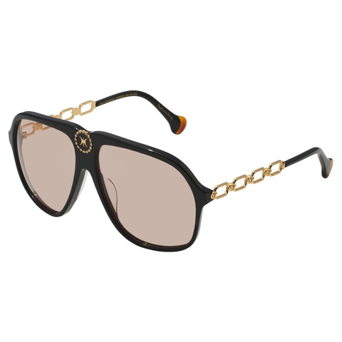 Camilla The Heiress Solid Black Female Aviator Sunglasses | Eyewear Index