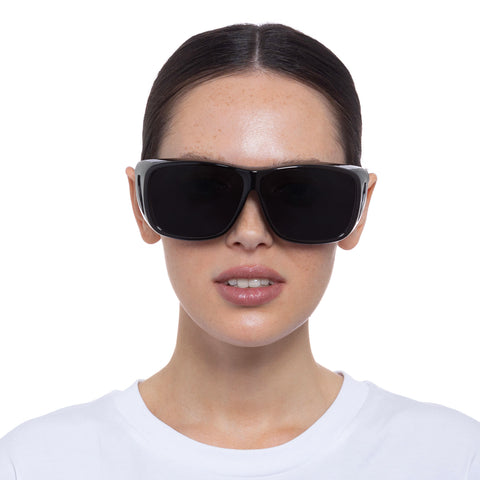 Cancer Council Gymea Fitovers Black Uni-Sex Rectangle Sunglasses | Eyewear Index