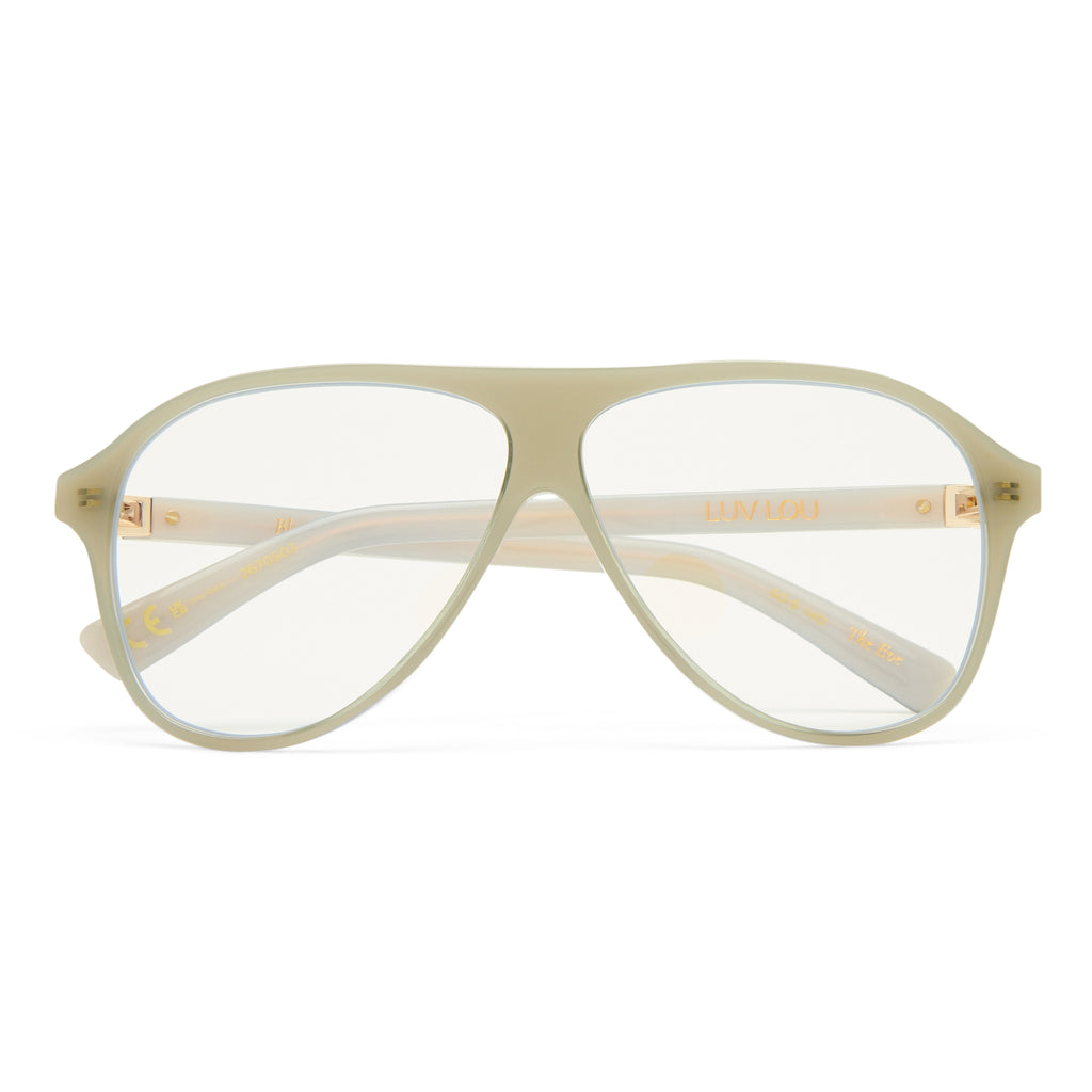 Luv Lou The Eve Milky Eucalyptus Female Aviator Blue Light | Eyewear Index
