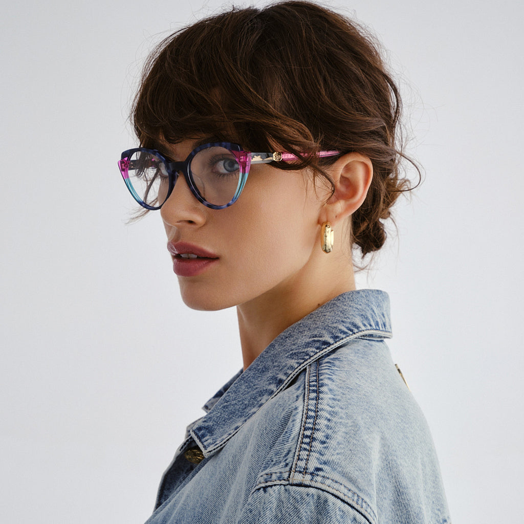 Camilla Cameo Blue Tort Fuschia Female Cat-Eye Optical Frames | Eyewear Index