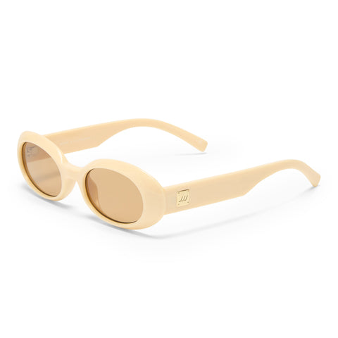 Le Specs Work It Ivory Uni-Sex Oval Sunglasses | Eyewear Index