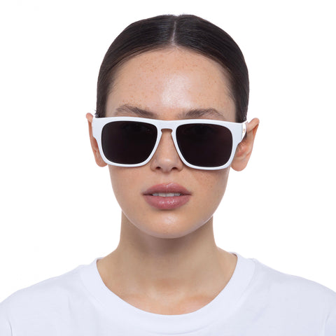 Le Specs Transmission White Uni-Sex D-Frame Sunglasses | Eyewear Index