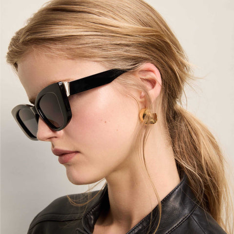 Le Specs Tranquil Turmoil Black Female Cat-Eye Sunglasses | Eyewear Index