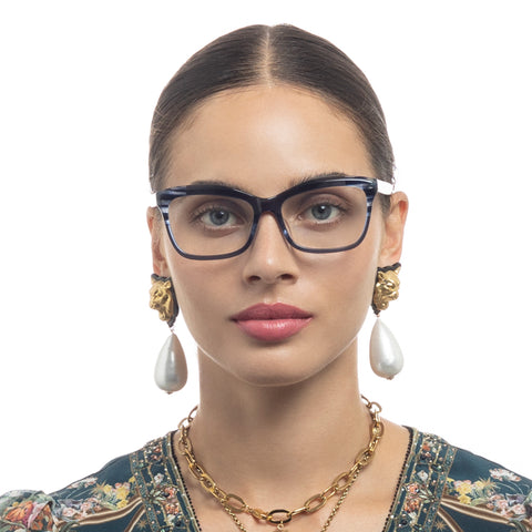 Camilla Utopia Navy Navy Chevron Female Cat-Eye Optical Frames | Eyewear Index