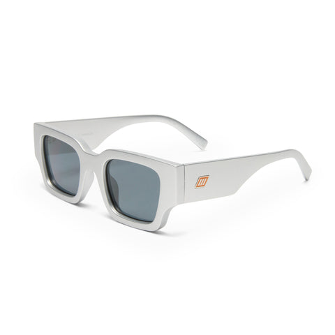 Le Specs Atlantis Matte Silver Uni-Sex Rectangle Sunglasses | Eyewear Index