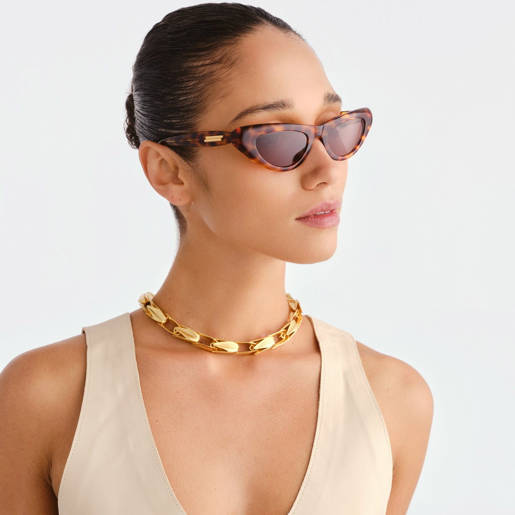 Bottega Veneta Bv1450s Havana Female Cat-Eye Sunglasses | Eyewear Index