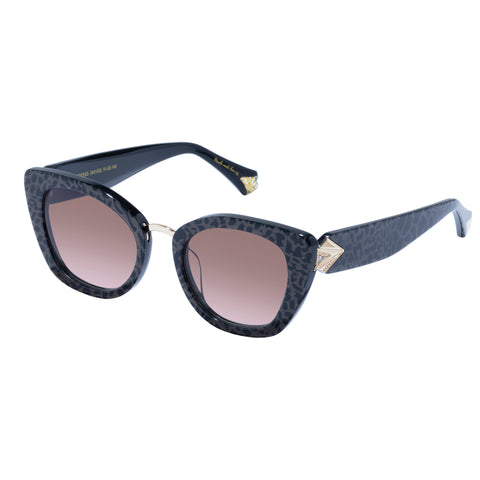 Camilla Nile Goddess Black Glitter Leopard Female Cat-Eye Sunglasses | Eyewear Index