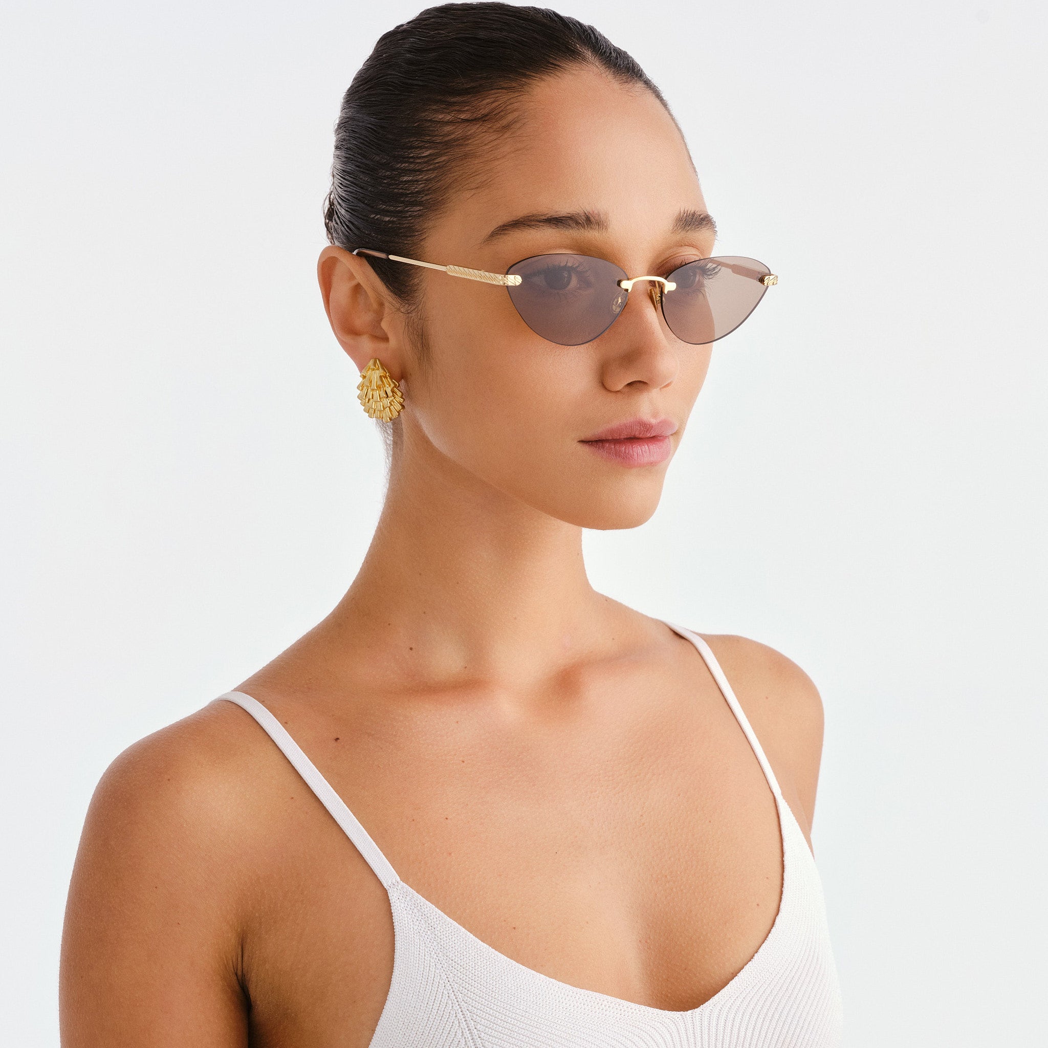 Luv Lou The Juni Gold Female Cat-Eye Sunglasses | Eyewear Index