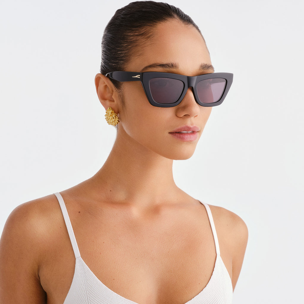 Luv Lou The Hudson Black Female Cat-Eye Sunglasses | Eyewear Index