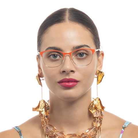 Camilla Harlequin Tangerine Gold Female Square Optical Frames | Eyewear Index