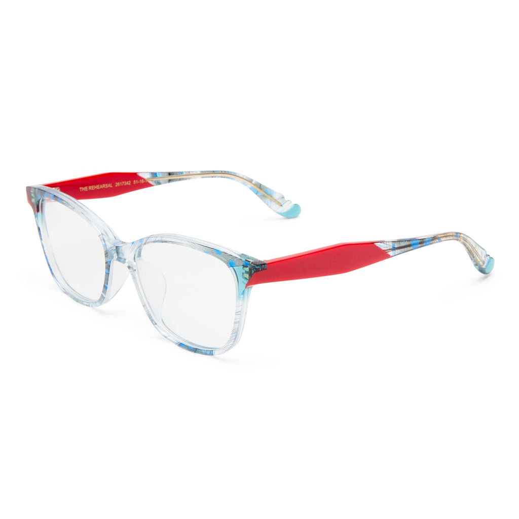 Camilla The Rehearsal Blue Feather Female D-Frame Optical Frames | Eyewear Index
