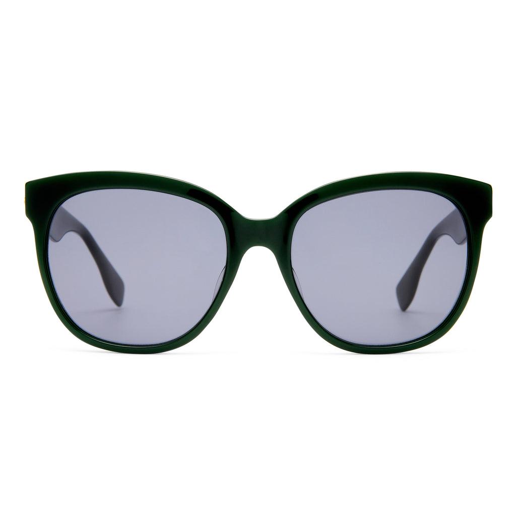 Le Specs Maiden Deep Green Female Square Sunglasses | Eyewear Index