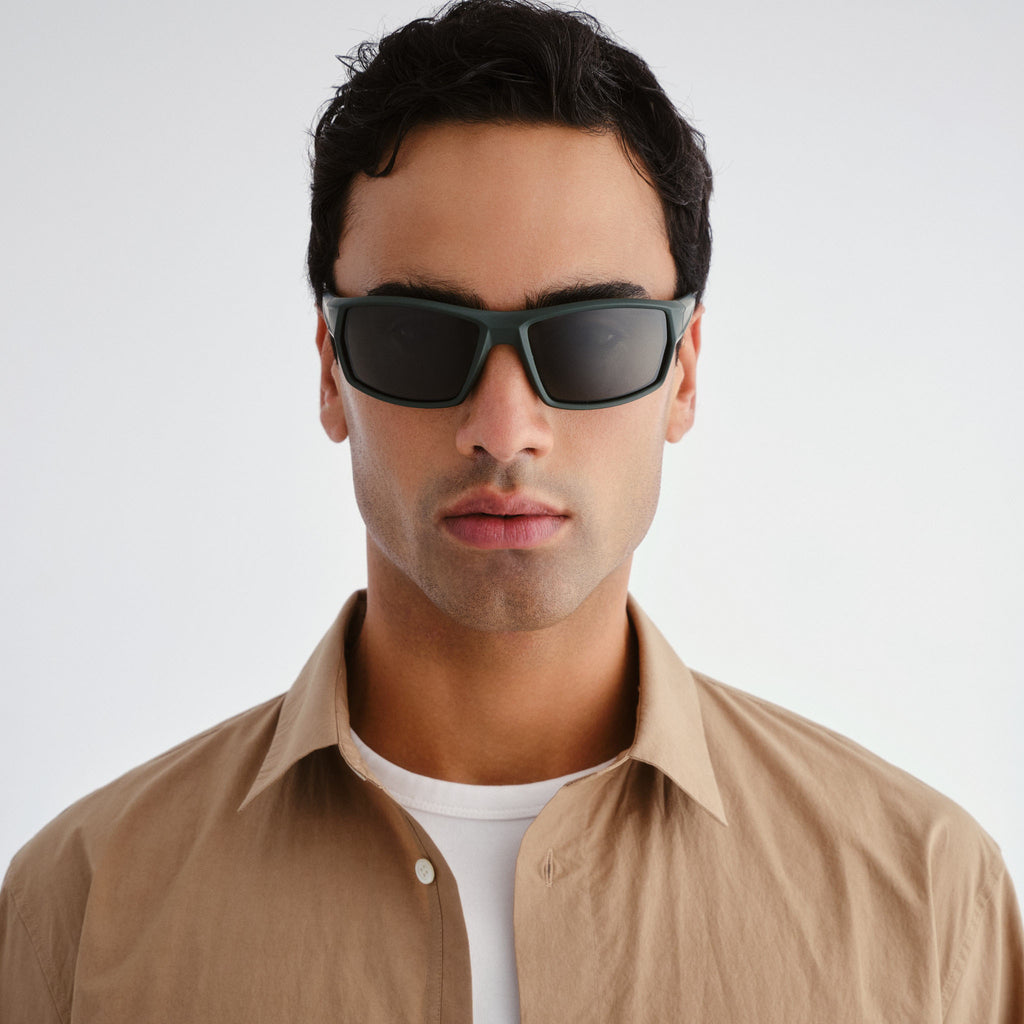 Cancer Council Cronulla Khaki Rubber Male Wrap Sunglasses | Eyewear Index