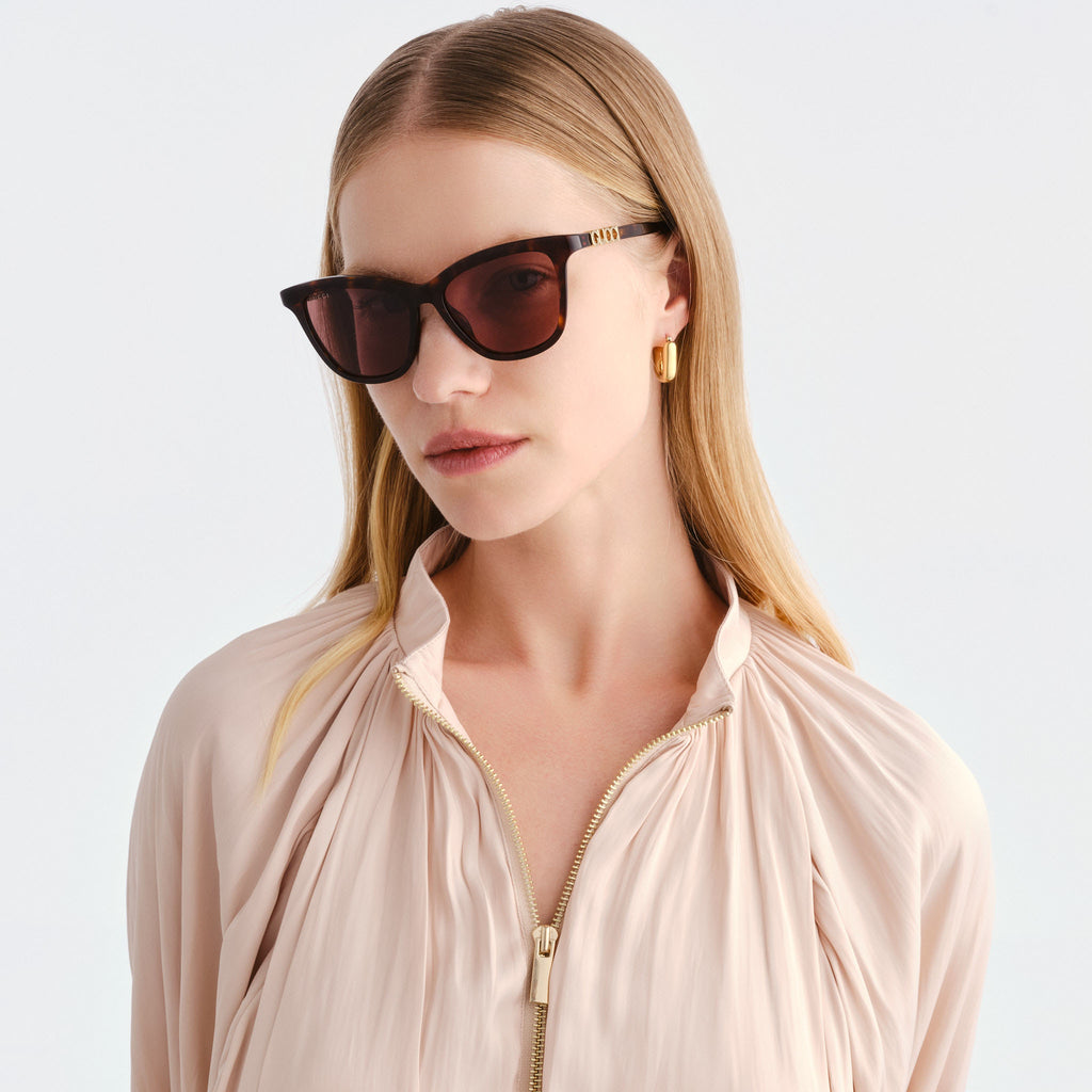 Gucci Gg2032s Havana Female Cat-Eye Sunglasses | Eyewear Index