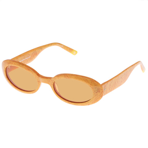 Le Specs Maybae Yellow Crayon Female Oval Sunglasses | Eyewear Index