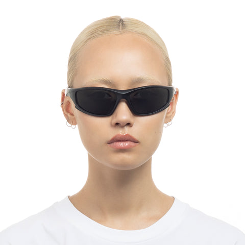 Aire Comet Matte Black Uni-Sex Wrap Sunglasses | Eyewear Index