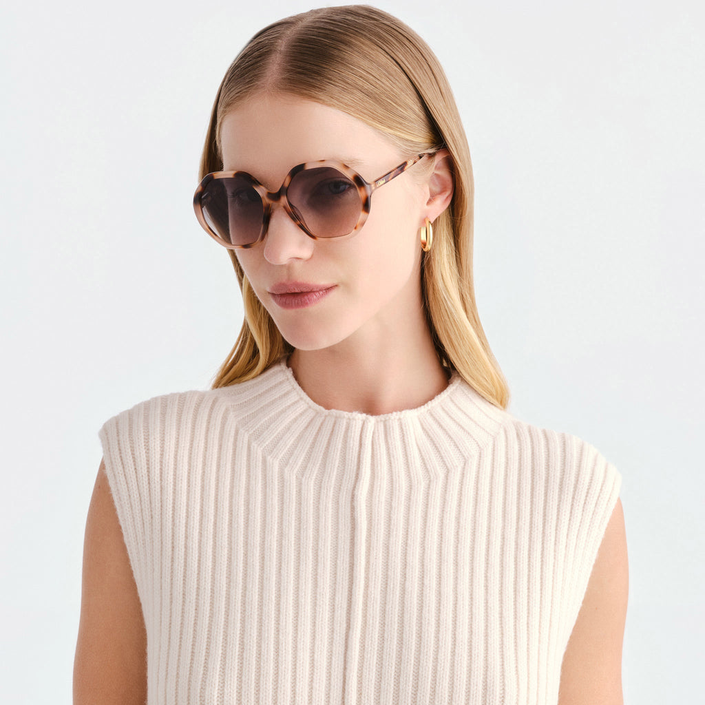 Chloe Cc0004s Havana Female Rectangle Sunglasses | Eyewear Index