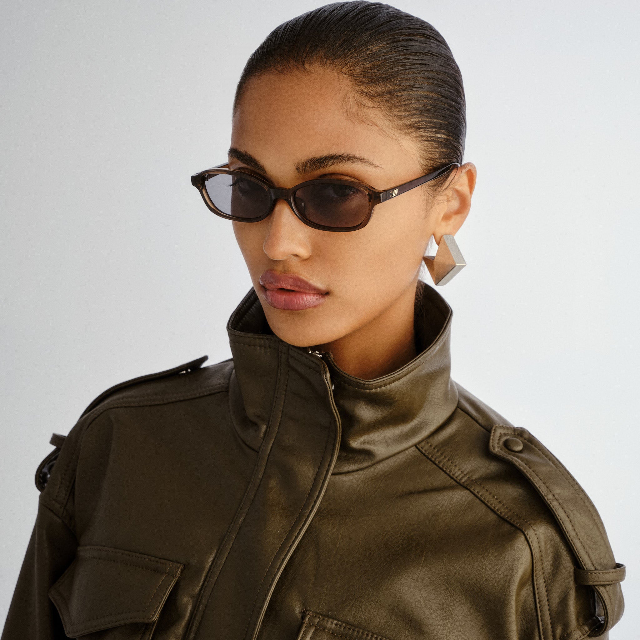 Le Specs Honey Pot Cocoa Female Rectangle Sunglasses | Eyewear Index