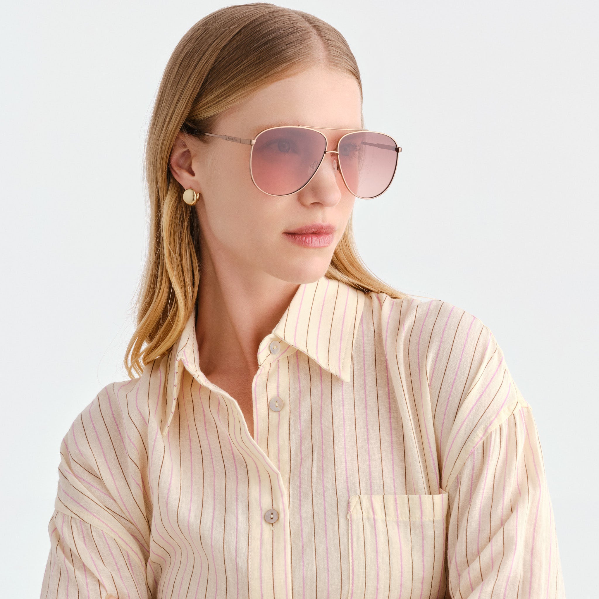 Fiorelli Maren Rose Brown Gold Female Aviator Sunglasses | Eyewear Index