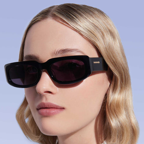 Karen Walker Zahra Black Uni-Sex Rectangle Sunglasses | Eyewear Index