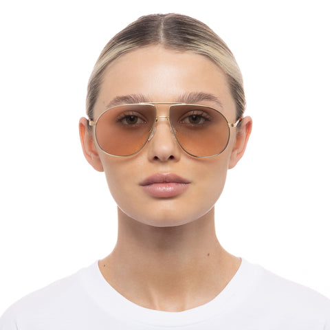 Le Specs Schmaltzy Bright Gold Uni-Sex Aviator Sunglasses | Eyewear Index