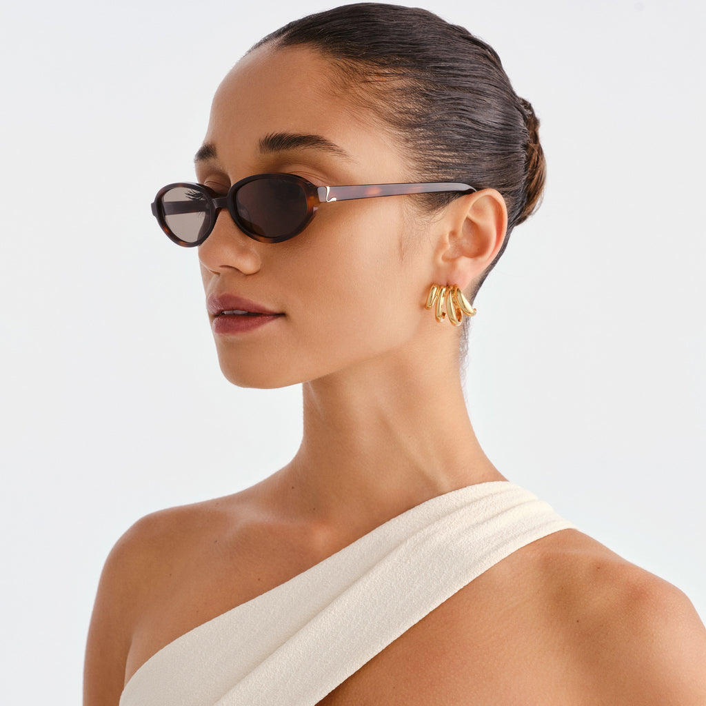 Luv Lou The Olive Tort Female Oval Sunglasses | Eyewear Index