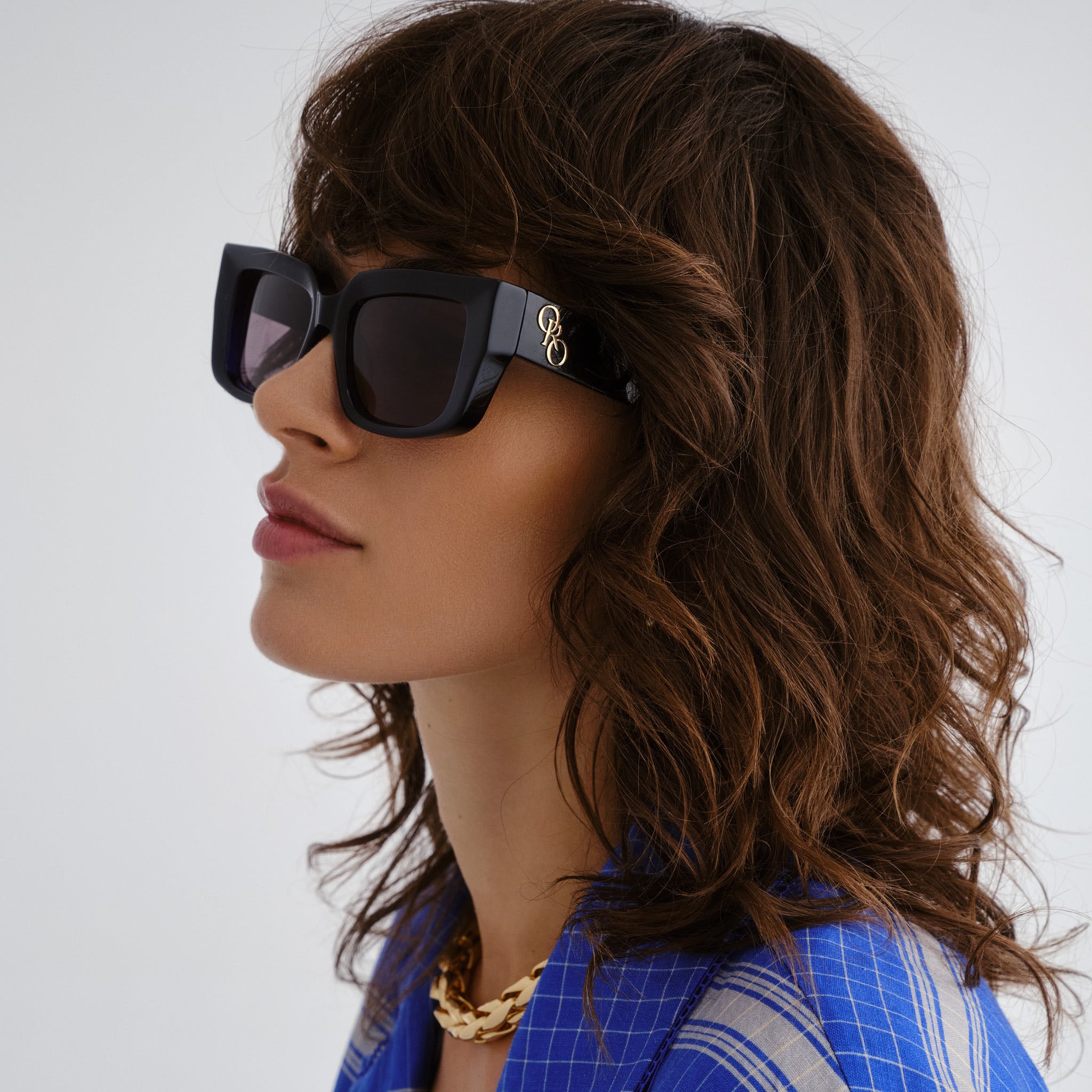 Oroton Spencer Dark Navy Female D-Frame Sunglasses | Eyewear Index