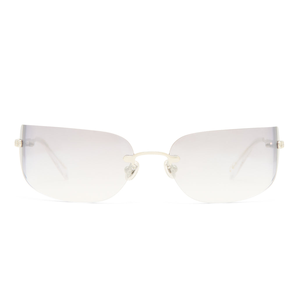 Luv Lou The River Silver Female Rectangle Sunglasses | Eyewear Index