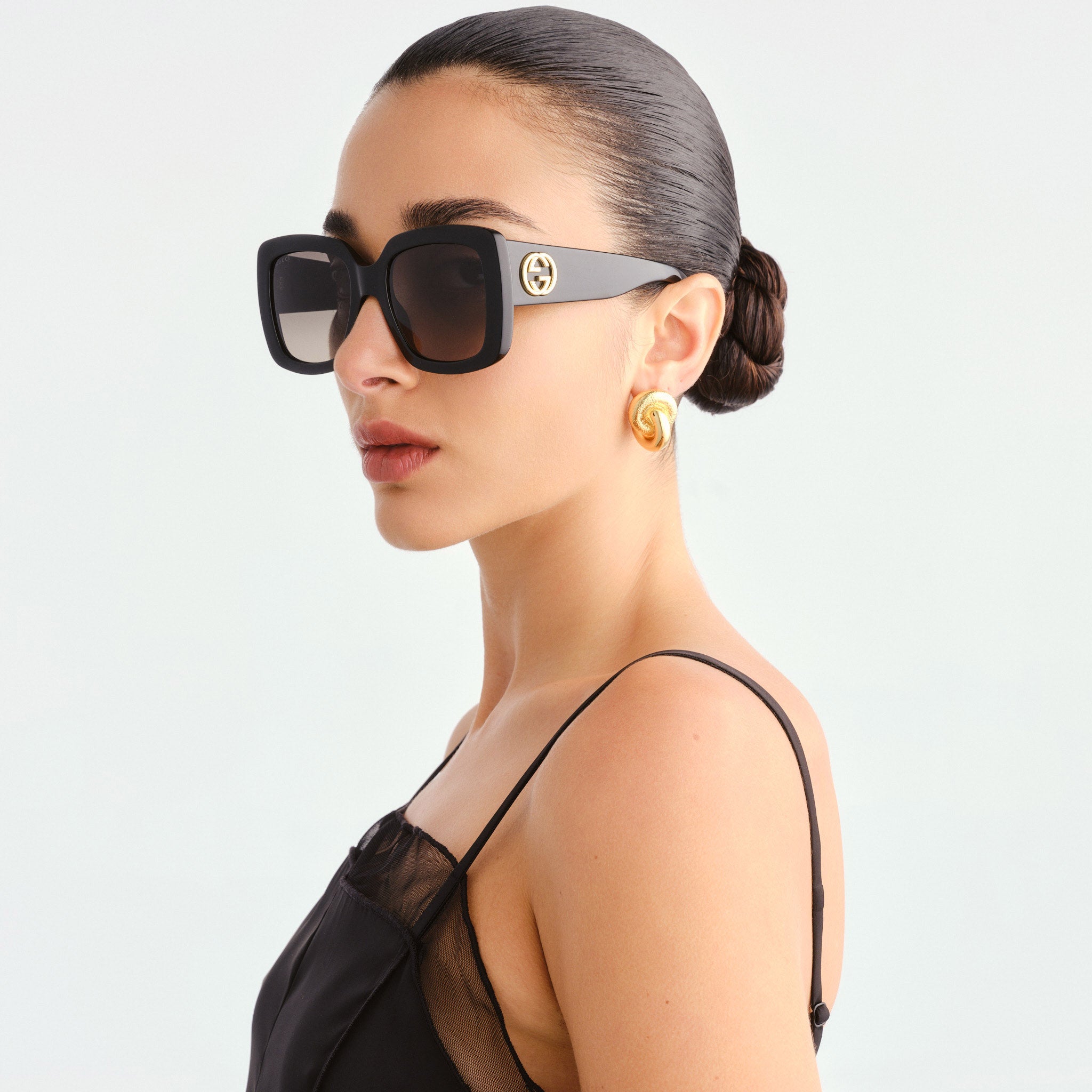 Gucci Gg0141sn Black Female Rectangle Sunglasses | Eyewear Index