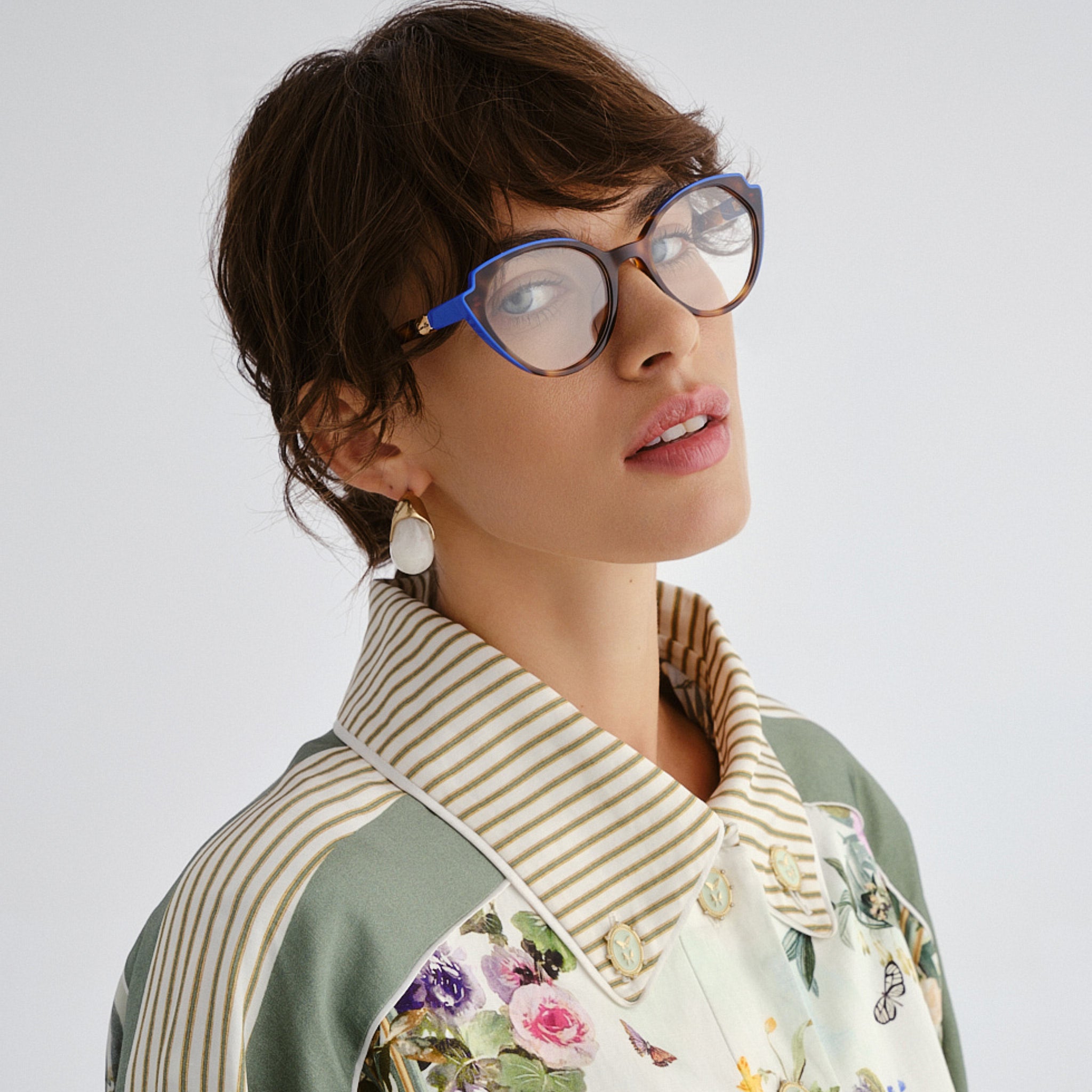 Camilla Cameo Dark Tort Cobalt Blue Female Cat-Eye Optical Frames | Eyewear Index