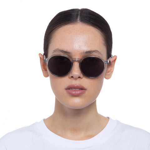 Le Specs Speed Of Night Pewter Uni-Sex Round Sunglasses | Eyewear Index